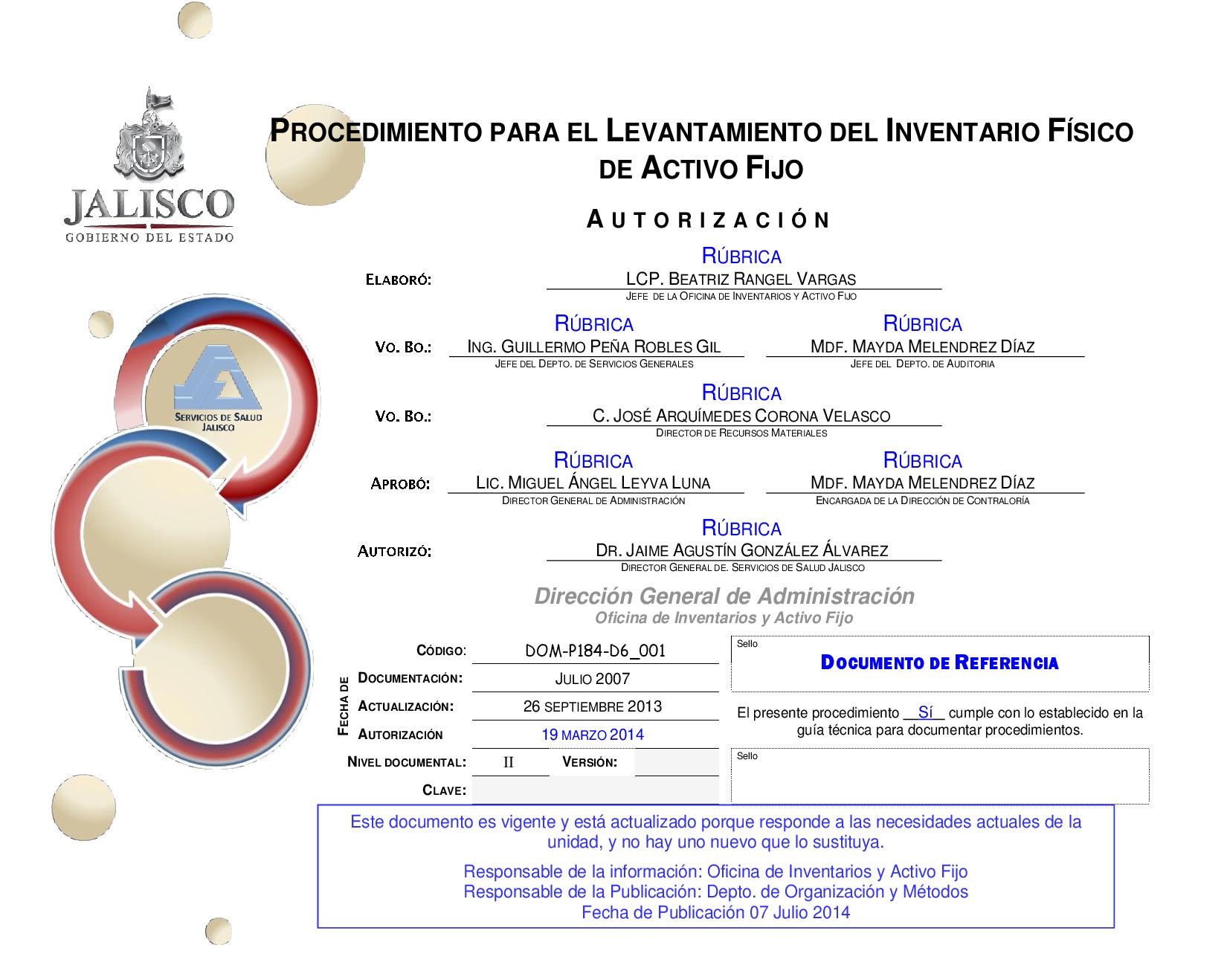 Dom 184 Procedimiento Para El Levantamiento Del Inventario Físico De Activo Fijo De La Dirección 3301